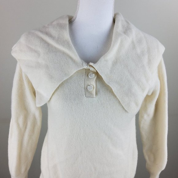 Pixie Market Women's Wool Cashmere Blend Collar Sweater Ivory - Picture 2 of 6